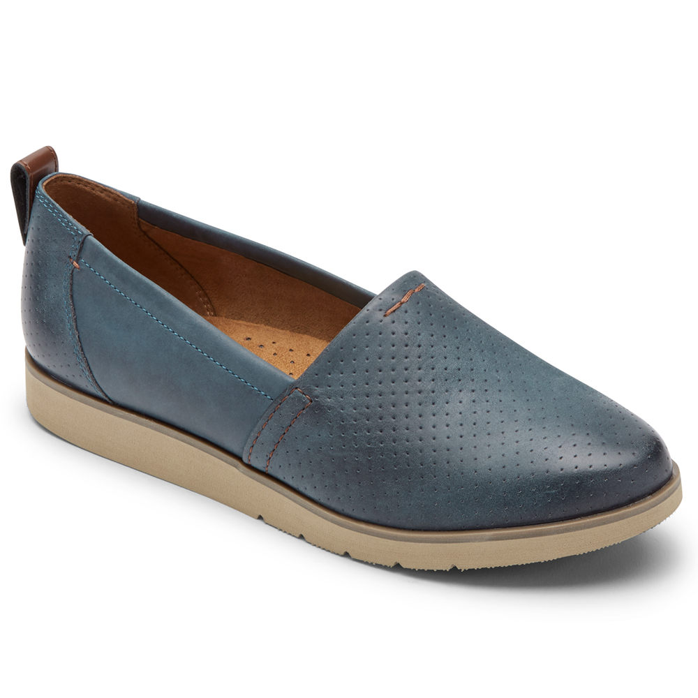 Rockport Womens Slip-On Blue - Cobb Hill Laci - UK 208-KWMHRO